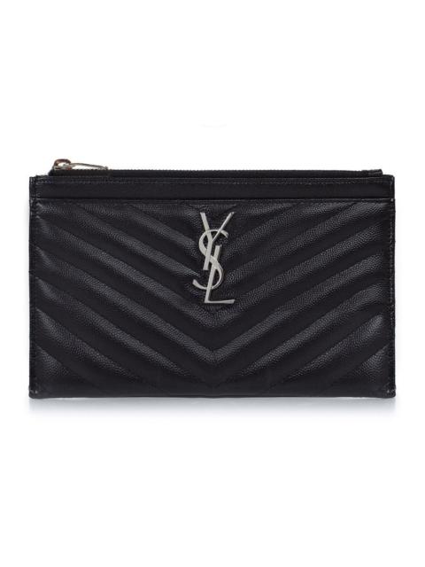 SAINT LAURENT MONOGRAMME BILL POUCH | BLACK/SILVER