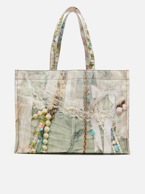 Acne Studios Logo Shoulder Tote Bag - White/green