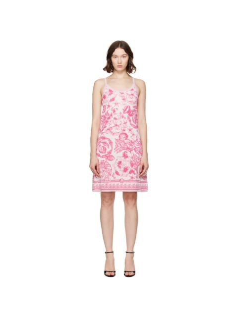 VERSACE Pink Underwater Barocco A-Line Knit Minidress