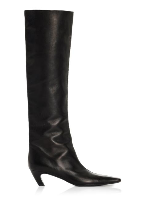 KHAITE Davis Knee High Leather Boots black