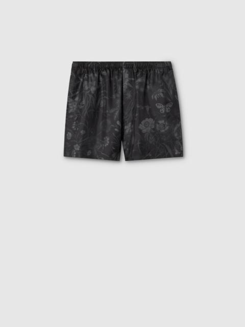 GUCCI Printed silk twill shorts