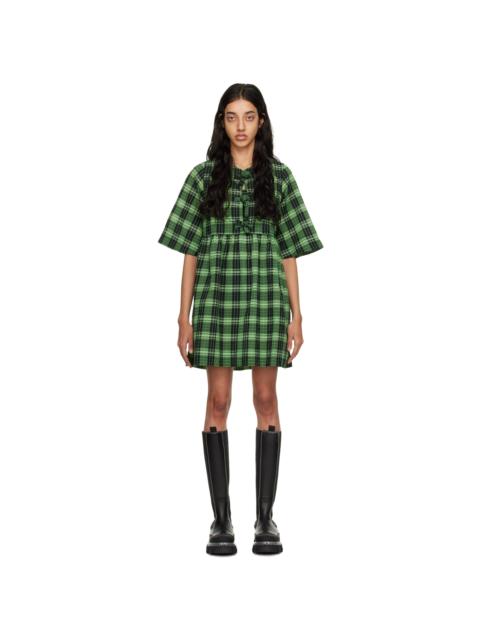 GANNI Green Check Minidress