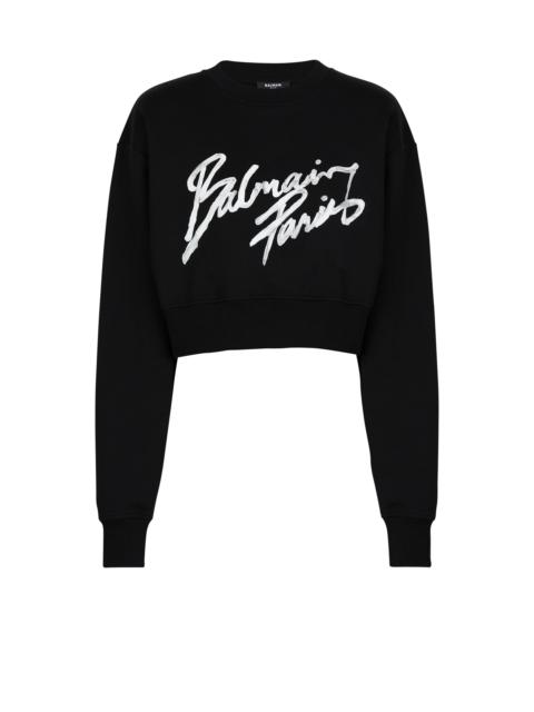 Balmain Cropped printed cotton sweatshirt
