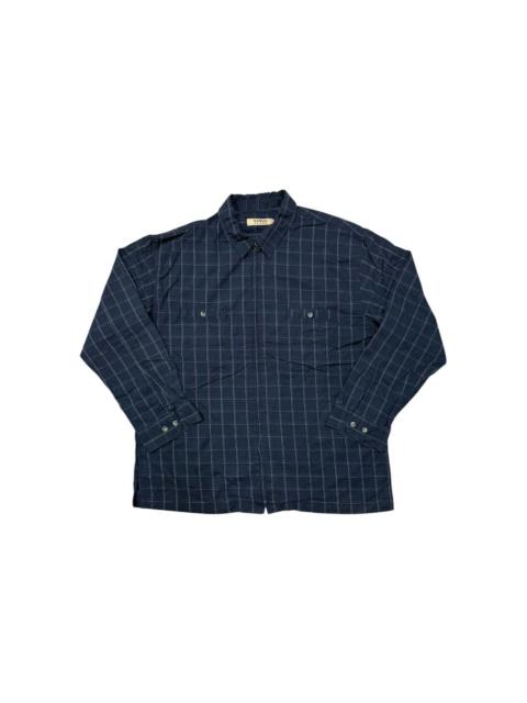 Other Designers Kansai Yamamoto - Kansai Jeans Dark Blue Plaid Zip Up Shirt