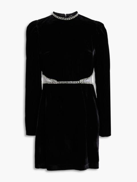 Sandro Embellished tulle-trimmed velvet mini dress