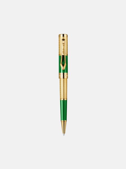 Roberto Cavalli Roberto Cavalli Chevron Ballpoint Pen, Gold Color & Green Lacquer