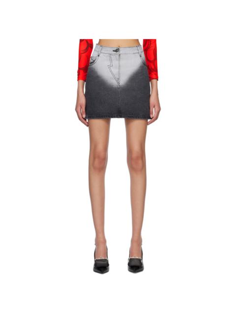 pushBUTTON Black Brief-Washed Denim Miniskirt