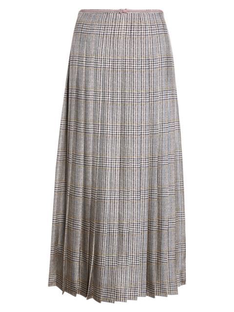 Thom Browne Thom Browne Hunting Tweed Pleated Silk Twill Skirt in Black/White at Nordstrom