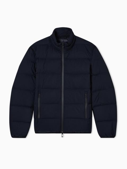 EMPORIO ARMANI WATER-REPELLENT, QUILTED NYLON DOWN JACKET WITH JACQUARD LOGO LETTERING
