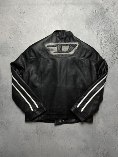 Rare Vintage Diesel Leather Jacket Big Logo Black Y2k 90s