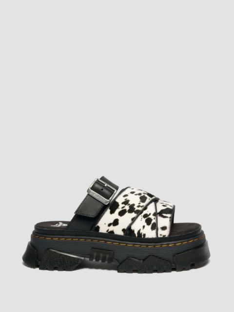 Dr. Martens Mattison Slide Dalmatian Hair On Leather Sandals