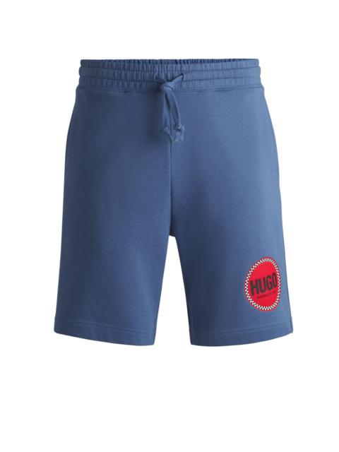 HUGO COTTON-TERRY RELAXED-FIT SHORTS WITH LOGO PRINT
