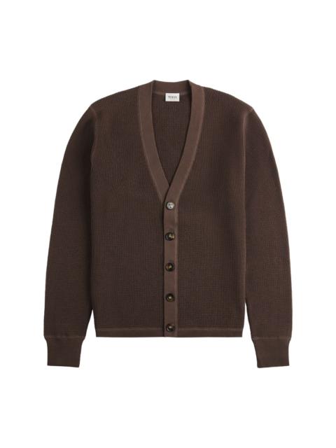 waffle-knit cotton cardigan