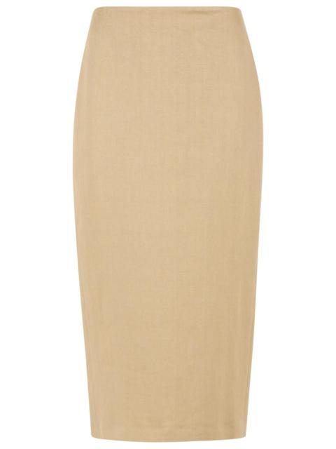 Max Mara Max Mara 'Veranda' Diagonal Slim Skirt Of Camel Linen Women