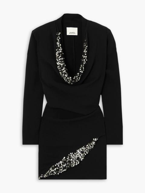Isabel Marant Lazeli draped sequin-embellished crepe mini dress