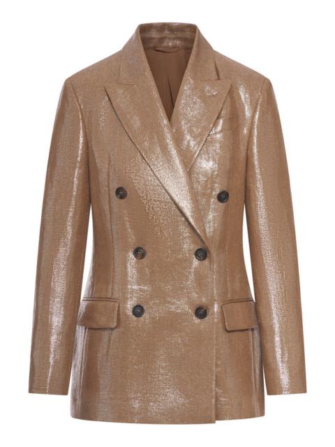 Brunello Cucinelli Brunello Cucinelli Women Double-Breasted Blazer In Laminated Fabric With A Shiny Effect
