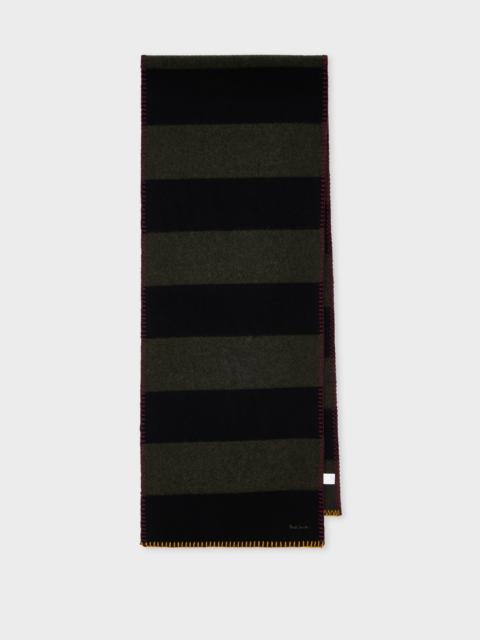 Paul Smith Black Stripe Blanket Stitch Scarf