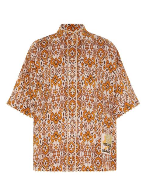 Zimmermann Wylie Relaxed Shirt Orange Ikat