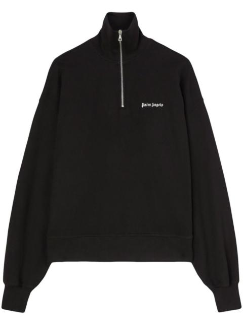 Palm Angels logo-embroidered half-zip sweatshirt