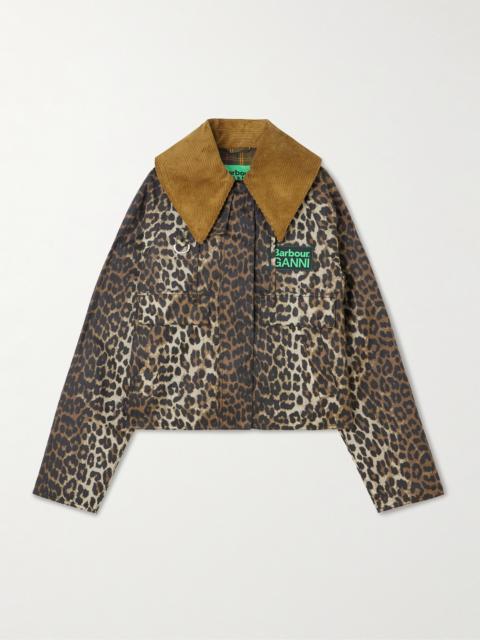 Barbour + Ganni Hooded Cheetah-print Waxed-cotton Jacket