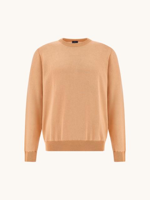 Paul & Shark CREW‑NECK SWEATER IN SILK AND COTTON WITH AQUALEATHER SUEDE DETAILS