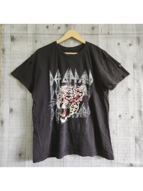 Other Designers Band Tees - Distressed Def Leppard Tiger Printed Rock TShirt