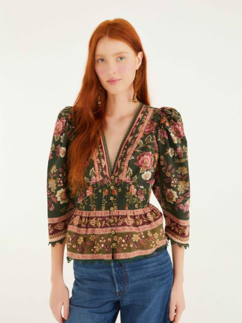 FARM RIO Green Flowering Garden Tree Blouse