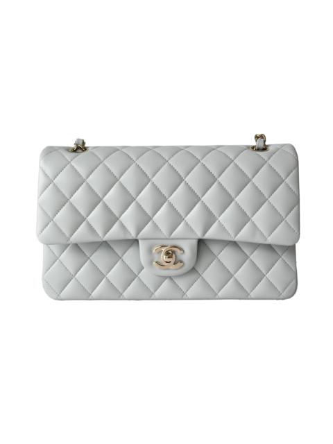 CHANEL Chanel Caviar Quilted Double Flap Light Grey
