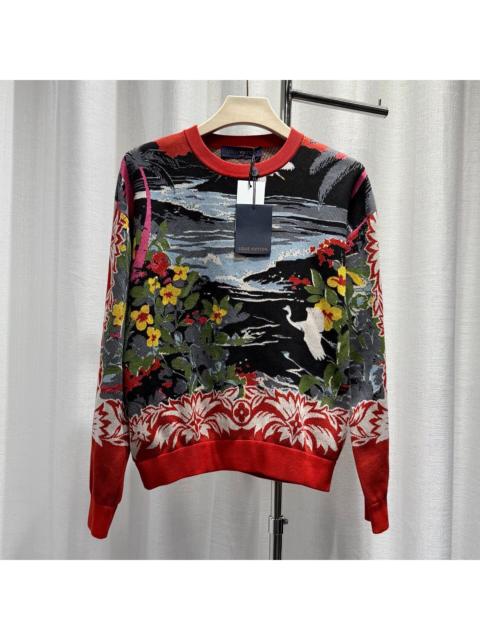Louis Vuitton Louis Vuitton Long Sleeve All-Over Print Cotton Multicolor Knit Sweater