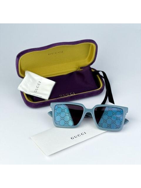 GUCCI NEW Gucci GG1540S 003 Light Blue Violet Logo Mirrored Men Square 55mm Sunglasses