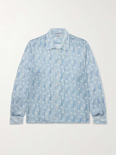 Meridian Camp-Collar Printed Silk-Chiffon Shirt