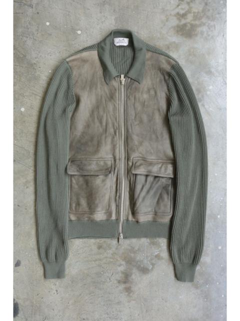 Hermès Hermes - Leather-Front Knitted Jacket