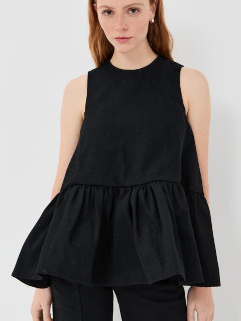 CECILIE BAHNSEN Barbara Embroidered Denim Top