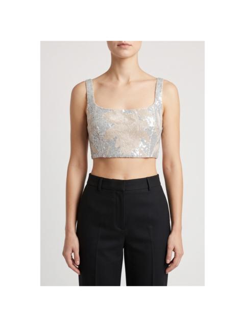 Brunello Cucinelli Brunello Cucinelli Silver Embroidered Cropped Shirt