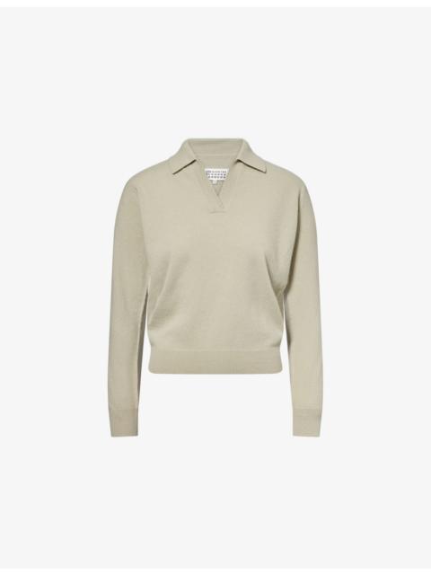 Maison Margiela V-Neck Relaxed-Fit Wool Polo Shirt