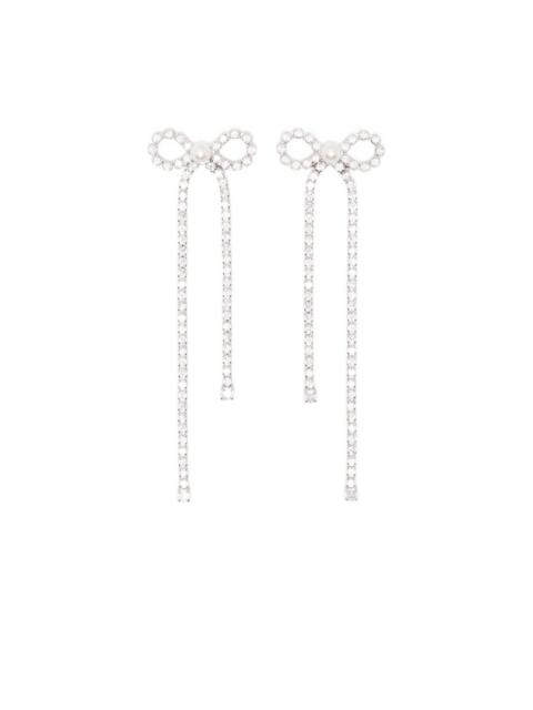 self-portrait crystal-embellished bow earrings