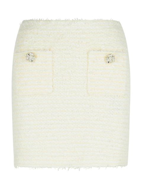 self-portrait 'boucle' Cream Cotton Blend Miniskirt