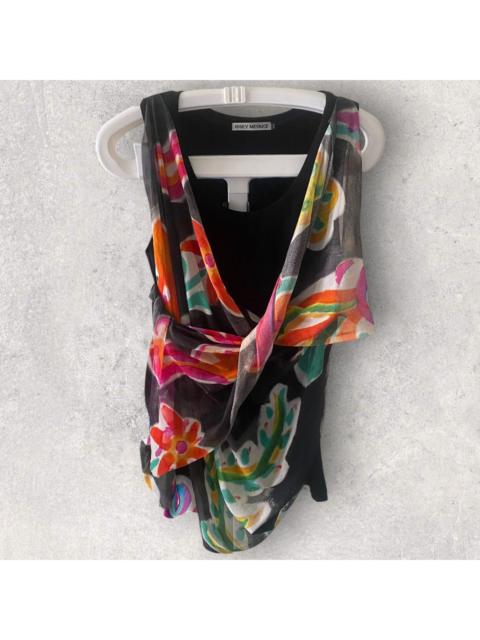 ISSEY MIYAKE Rayon Floral Appliqué Tank Top