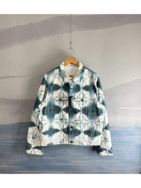 Louis Vuitton Louis Vuitton White and Blue Ink-Wash Effect Denim Jacket with All-Over Print