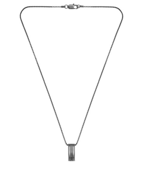 BOSS BLACK STAINLESS-STEEL NECKLACE WITH STRIPE-EFFECT PENDANT