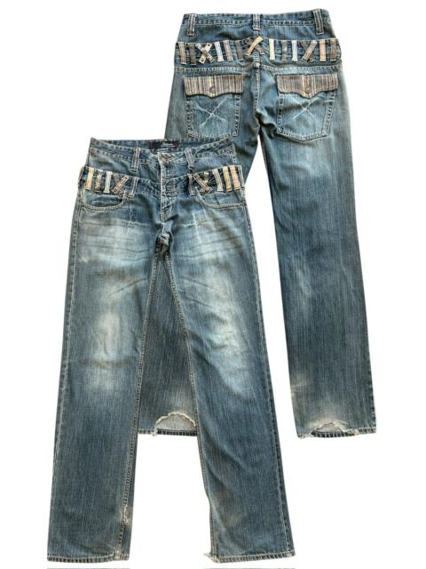 Other Designers Japanese Brand - Dominate Double Waist Distressed Goth Denim Jeans 33x33