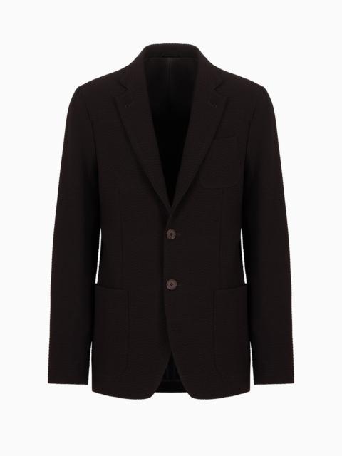 GIORGIO ARMANI Upton line single-breasted jacket in virgin wool and cashmere seersucker