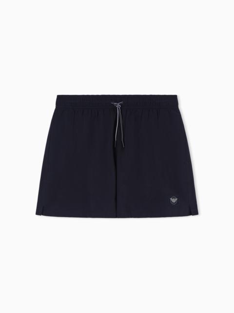 EMPORIO ARMANI SWIM SHORTS WITH SATIN LABEL PATCH
