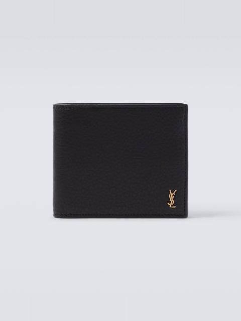 SAINT LAURENT Tiny Cassandre East/West leather wallet