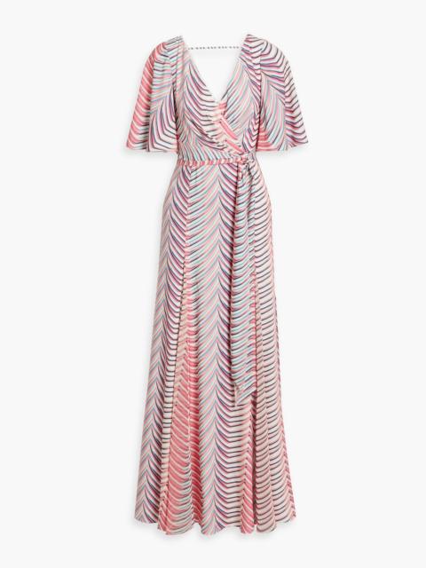 Other Designers Printed crepe de chine maxi dress
