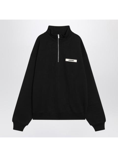 Jacquemus Black Cotton Zip-Up Sweatshirt Men