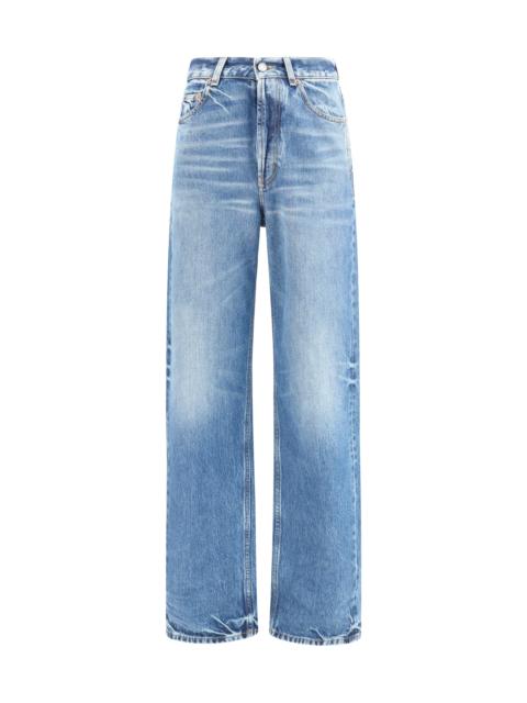 SAINT LAURENT Saint Laurent High Waisted Wide Leg Jeans Thunder Blue