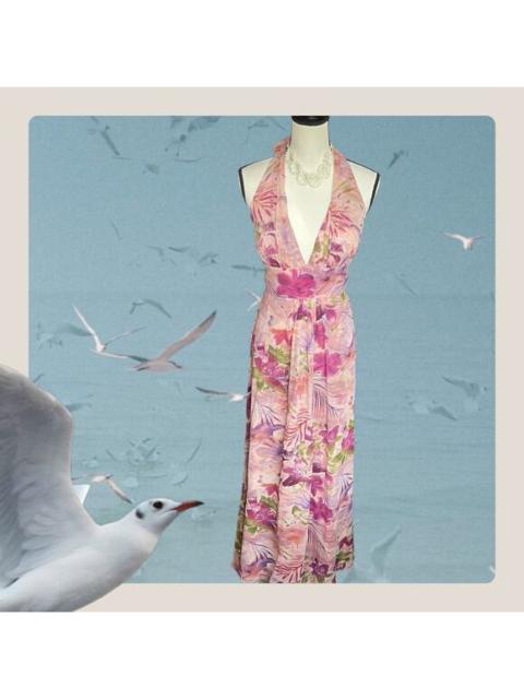 Other Designers Donna Ricco Collection - Donna Ricco WOMENS Halter 100% Silk Pink Purple Maxi Dress Boho Floral Sz 10 NEW