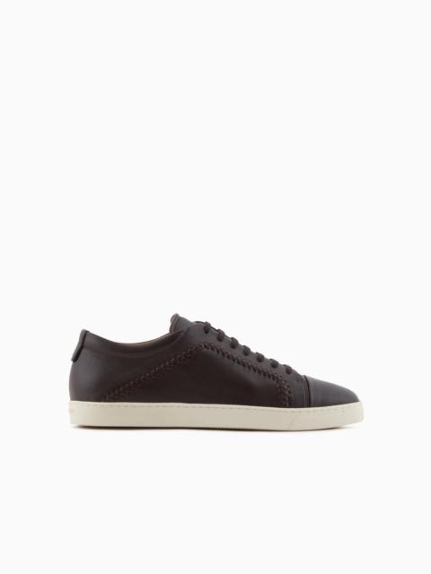 GIORGIO ARMANI NAPPA-LEATHER SNEAKERS