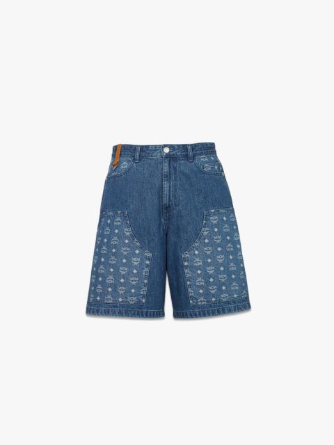 MCM Monogram Shorts in Denim Jacquard